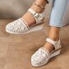 Mode Hohle Atmungsaktive Damen Keilsandalen Sommer 2025 Schnallenriemen Plateau Espadrille Schuhe Frau Leichte Sandalen mit geschlossener Zehenpartie