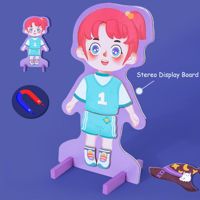 Baby Toys 3D Magnetic Puzzle Traffic Animal Travel Toys Dressing Up Jigsaw Games Early Education Imagination Toy Gifts For Girls