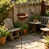 Metal Bird Bath for Outside, Rusty Rain Catcher Garden Stake, Vintage Free Standing Bird Feeder And Bath Bowl for Lawn, Yard, Patio Decor