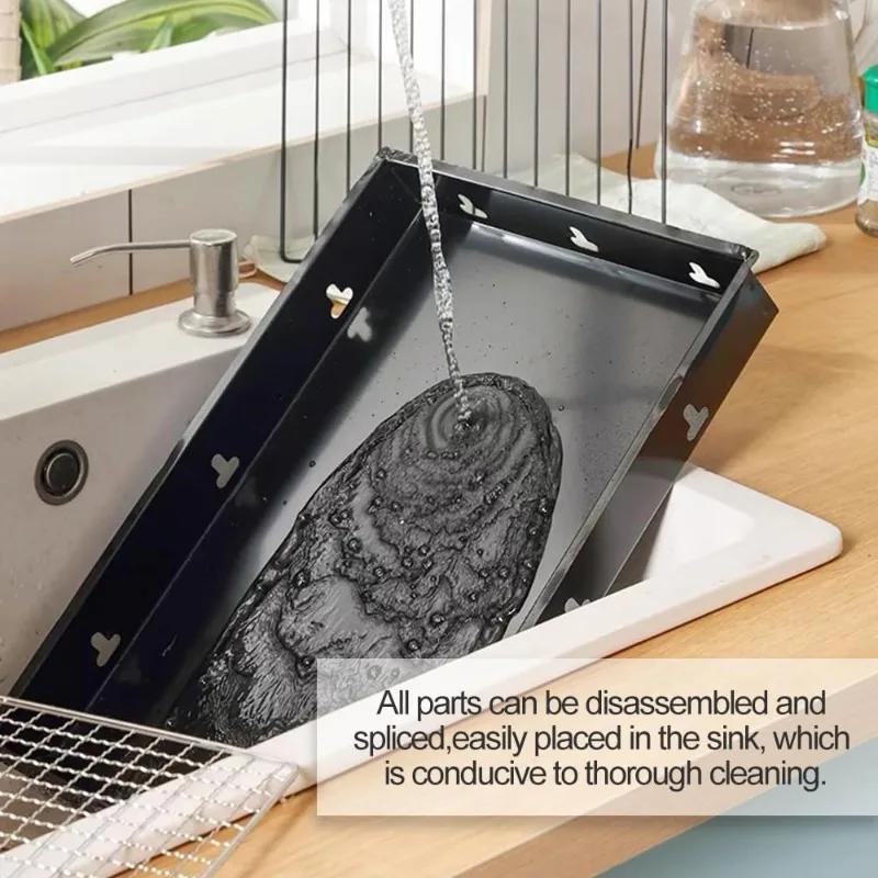 Zusammenklappbarer BBQ-Holzkohlegrill, tragbarer Holzkohlegrill aus Edelstahl, kleines Mini-Grillwerkzeug zum Kochen im Freien, Camping, Picknick am Strand