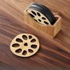 6Pcs/Set Chinese Style Wooden Round Cup Mat Lotus Flower Tea Cups Coaster  Home Decoration