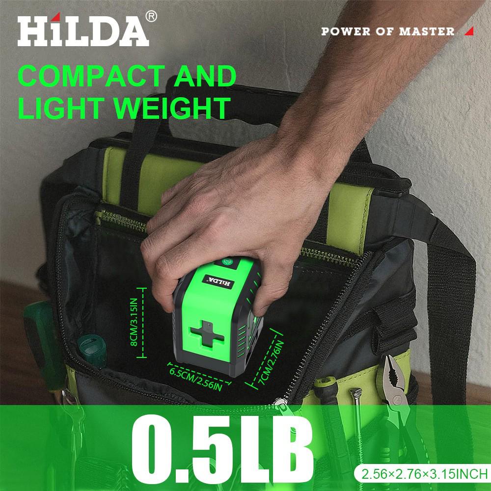 Compact Green Laser Level - 2-Line Automatic Projection Tool