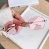 D House Elliptical Frameless Sunglasses With Pink Uv400 Protection For Travel And Fashion