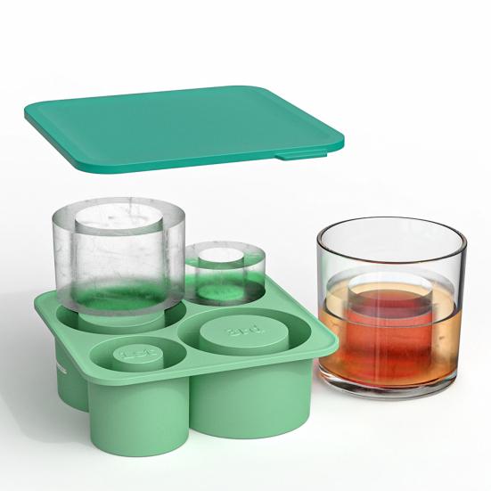 Silicone Cylinder Ice Tray with Lid Portable Popsicle Maker Easy Release Ice