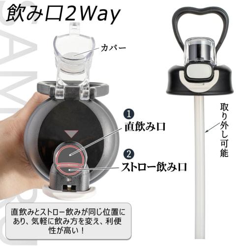 Samlyru Two-Way Design Water Bottle with One-Touch Opening, Vacuum Insulation, Straw Included, Keeps Drinks Cold or Hot, Stainless Steel Mug, 600ml/80