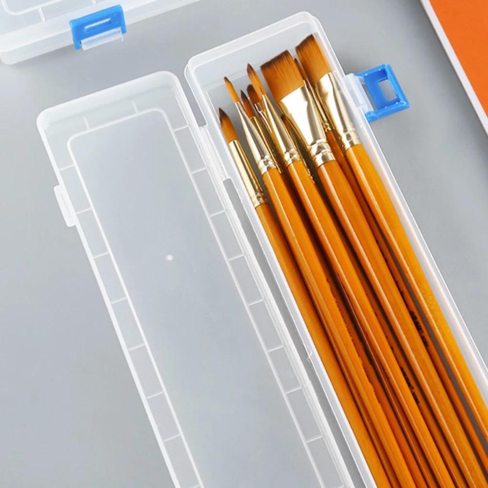 White Storage Box 33x7x3.5cm For Brushes Painting Pencils Watercolour Pen Container Drawing Tools Organizer Plastic Beading Box