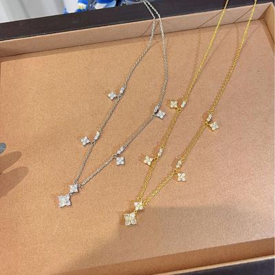 Gypsy Flower Point Diamond Necklace Premium Light Luxury Design Clavicle Chain Live Special For