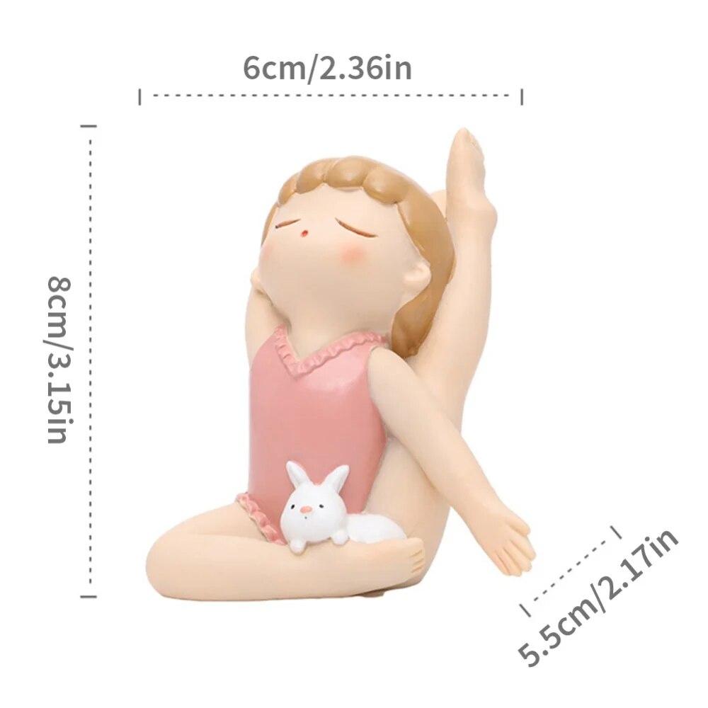 Cute Yoga Girl Shaped Resin Ornament Car Center Console Ornament Figurines Miniatures