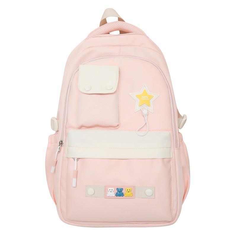 Large Capacity Schoolbag Japanese Simple Style Backpack Solid Color Student Bag