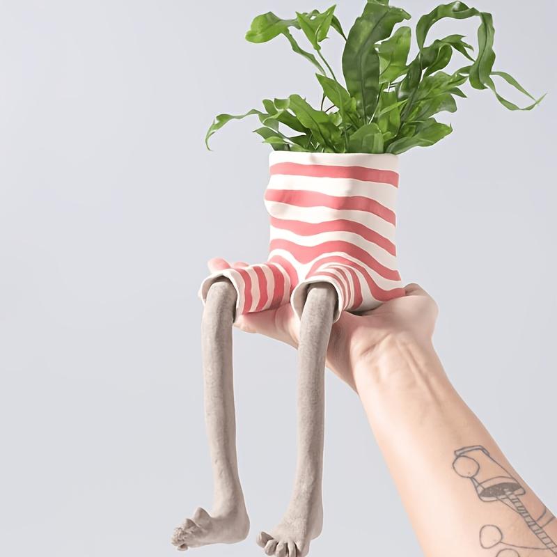 

Whimsical Resin Leggy Planter Creative Furniture Style Flower Pot Unique Dangling Leg Resin Planter for Indoor Plants