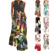 Women's Summer Maxi Dress, Ladies Casual Loose Maxi Skirt Sleeveless Floral Print Beach Maxi Dress With Pockets Pleated Dress Cotton Dress Beach Dress