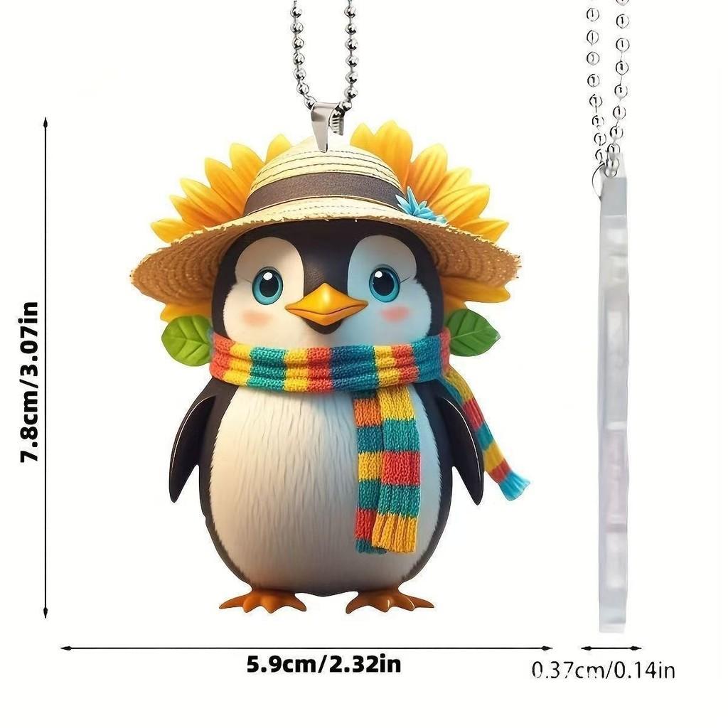 Hat Scarf Cute Penguin Cartoon Pattern Pendant Car Accessories Decoration