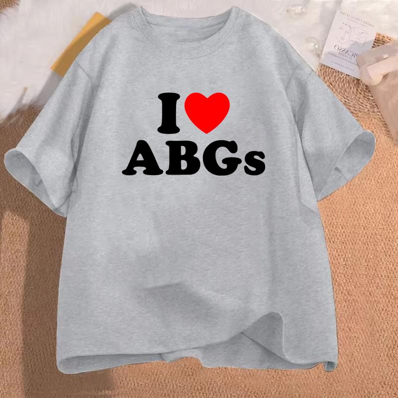 

I Love Heart ABGs Print T-shirts Summer Men Women Clothing Casual Fashion Funny Oversized O-Neck Short Sleeve Tops T-shirts 4XL сірий