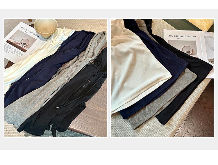 Women's Slim Fit Hooded Henley with Long Sleeves - Comfortable, Skin-Friendly Autumn/Winter Base Layer Top