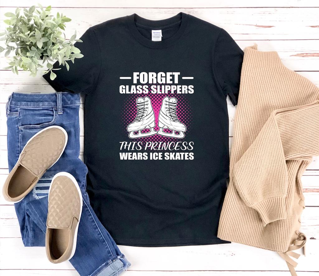 Ice Skating and kids tshirt, Forget Glass Slippers This Princess Wear Ice Skates, Ice Skating Girl and kids tshirt, Funny Skate and kids tshirts