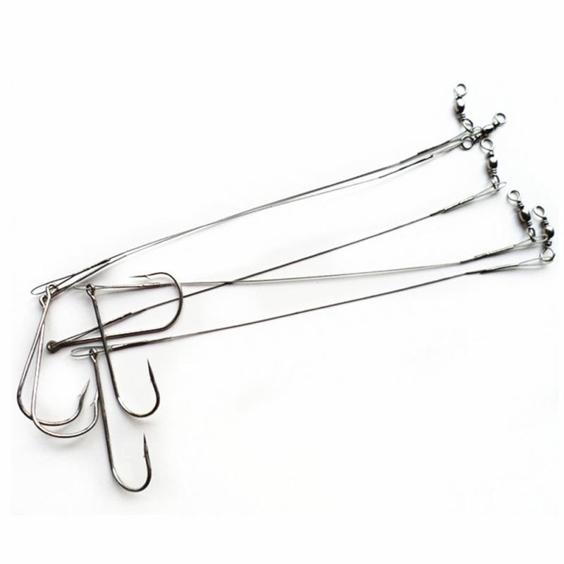 

Крючок для поводка из стальной проволоки, стальная леска с защитой от укуса, с крючком и поворотным рыболовным аксессуаром