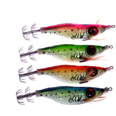 Salzwasser-3D-Garnelen-Angelköder, leuchtender Garnelen-Flick-Köder, Tintenfisch, Jig-Haken