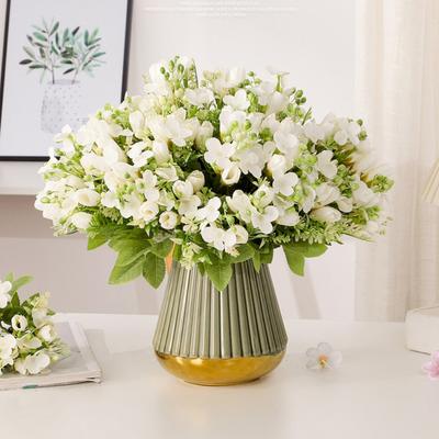 1 Bunch Artificial Mini Tulip Flowers Magnolia Bouquet Flower with Long Stem and Leaves Faux Floral for Home Decor Wedding Party Decorations