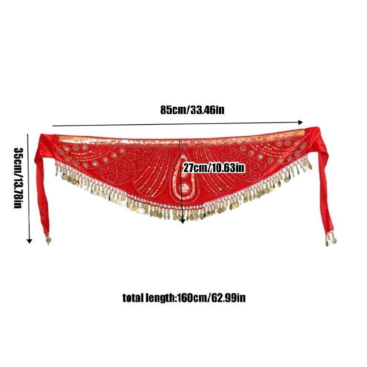 Dynamic Fringe Embroidered Sequins Waist Chain Belly Dancing Wrap Skirt Nonslip Waist Chain for Women and Girls