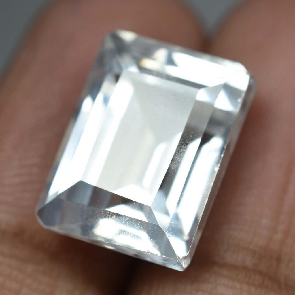 8.50 Ct Naturalny Biały Szafir AA+ CERTYFIKOWANY Idealny Szmaragdowy Szlif Luźny Kamień Y-39251481