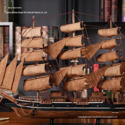 Elegant Solid Wood Sailboat Ornament - Retro Style, High-End Desktop Gift for Office or Housewarming
