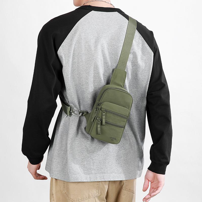 Outdoor Multi-Compartment Men's Chest Bag Solid Color Crossbody Bag
