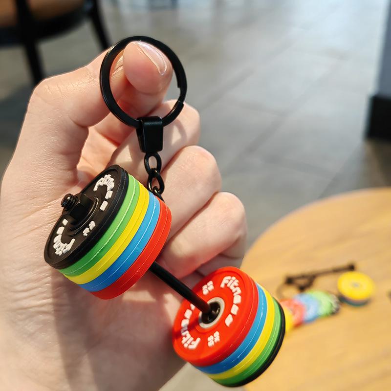 Hobby High-Quality Soft Rubber Weightlifting Barbell Keychain for Men & Women - Detachable Charm Gift Standard