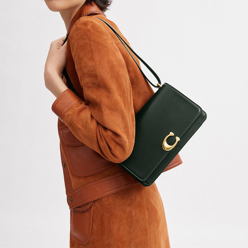 Coach Bandit 24 Multifunctional Pocket Flap Closure Envelope Bag Women Shoulder Bag Dark-Green CC416-B4RFT