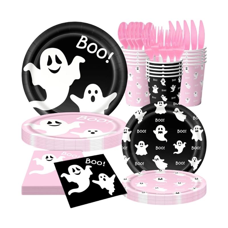 Dessert Table Paper Tableware Set with Plates Cups Napkins for Family Gathering Classroom Use and Meal Service
