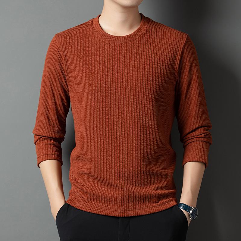 Autumn and Winter Young and Middle-aged Men's New Style Vertical Pattern Round Neck Sweatshirt Fashionable Casual Pullover Bottoming Shirt Top