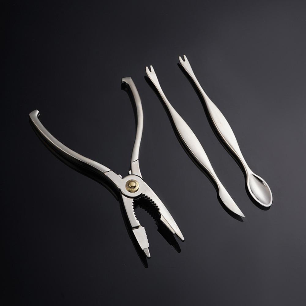 3pcs Zinc Zinc Zinc Alloy Crab Stripping Forceps High Hardness Crab Picks Spoons Set  Restaurant