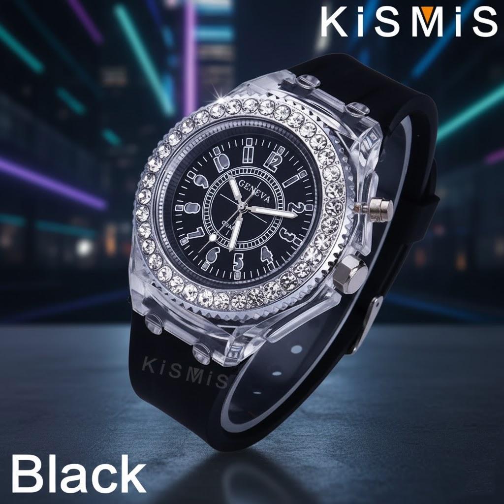 Trendy Luminous LED Quartz Watches for Men and Women Stylish Rhinestone Design Sports Watch for Couples Chic Practical Timepiece