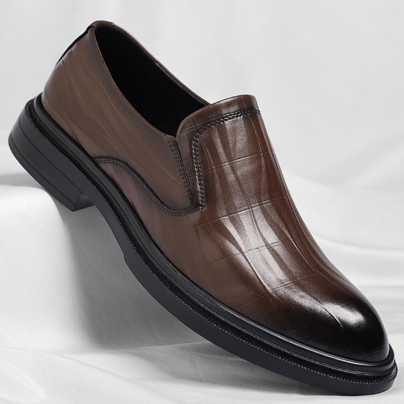 Fashion Retro Men Derby Shoes Classic Business Men Casual Shoes Fashion Man Leather Loafers Handmade Slip on Flats Formal Dress Footwear