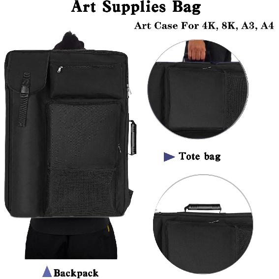 Art Portfolio Case 18 X 24,Art Portfolio With Backpack & Tote Bag For Artwork,Medium Art Case Size(Black)