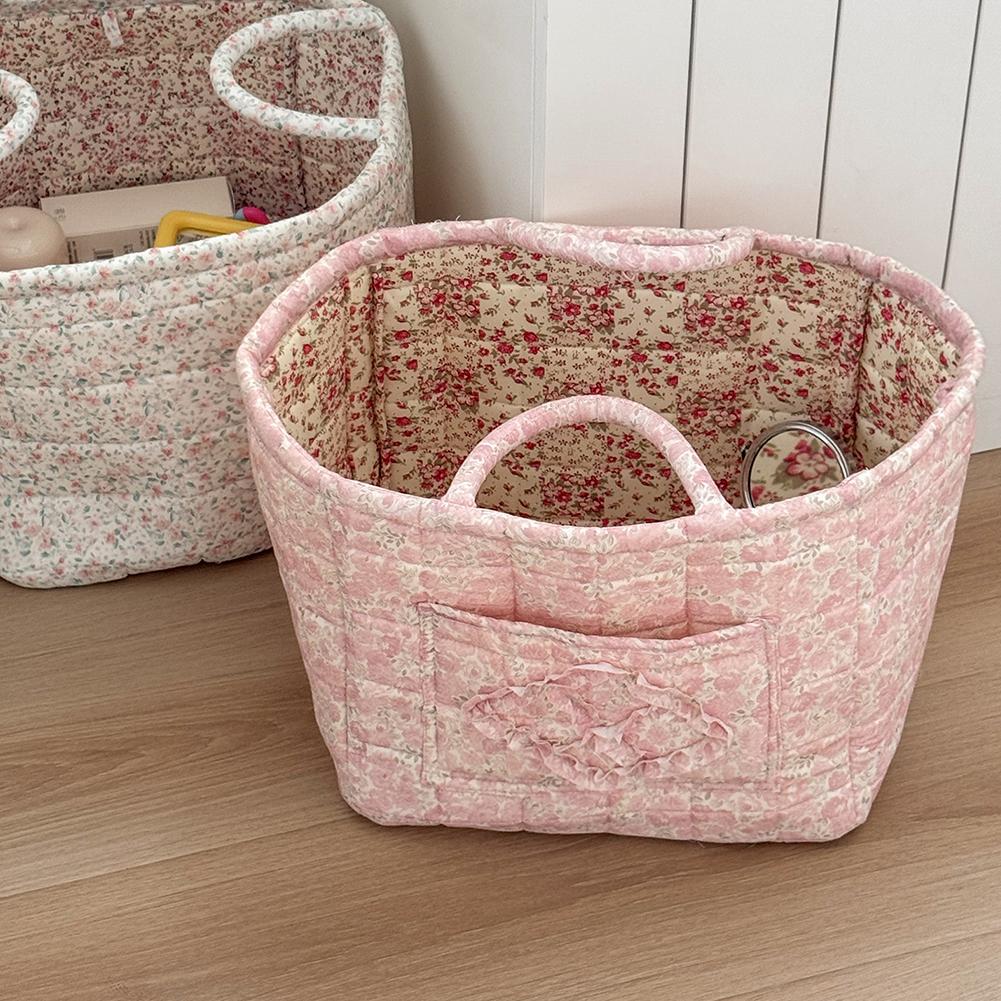 

Fabric Pastoral Laundry Storage Bin with Easy Carry Handles Washable Clothes Hamper for Shelves Closet Laundry Home Office Decor