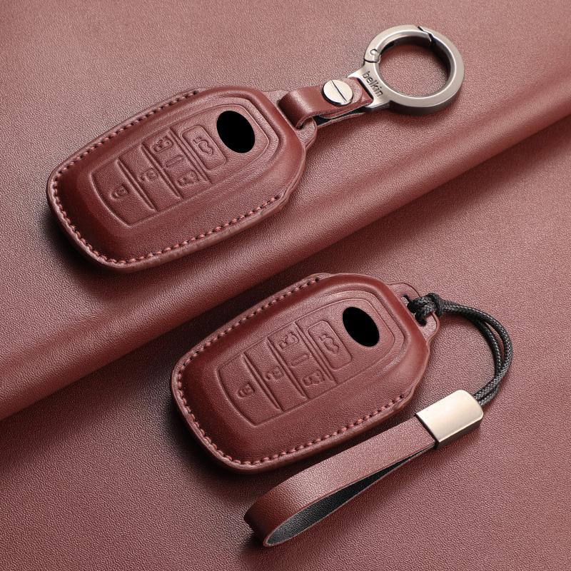 Leather Car Key Case Cover Shell For Toyota Alphard Crown Vellfire Previa Car Shell Keychain Anti-Scratch Protecter Accessories