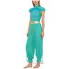 S-4XL Arabische Prinses Jumpsuit voor Dames Halloween Kostuum, Romper met Edelstenen & Pailletten Overlay voor Buikdans & Themafeest