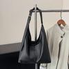 Retro Simple Women Stray Bag Large Capacity Solid Color Soft PU Leather Shoulder Bag for Commuting  Shopping