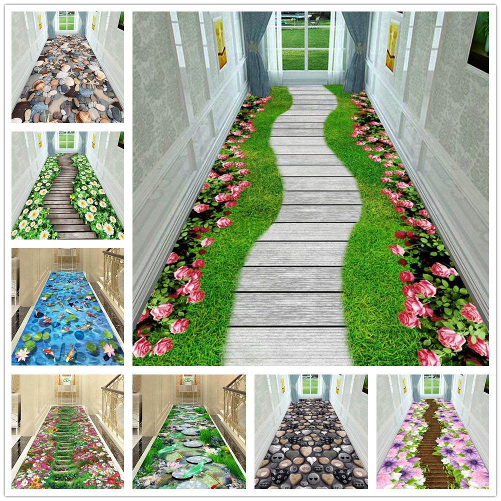 Pastoral Living Room Area Rug Flower Grass Path Hallway Corridor Rug Carpets 3D Plants Lawn Coffee Table Mat Kitchen Bedroom Rug