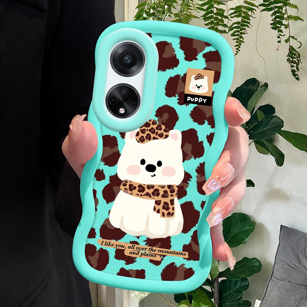 

Окрашенный узор Big Wave Edge Мягкий силиконовый материал Macaron чехол для телефона противоударный защитный резиновый чехол для OPPO Reno Realme OPPO A18 синий