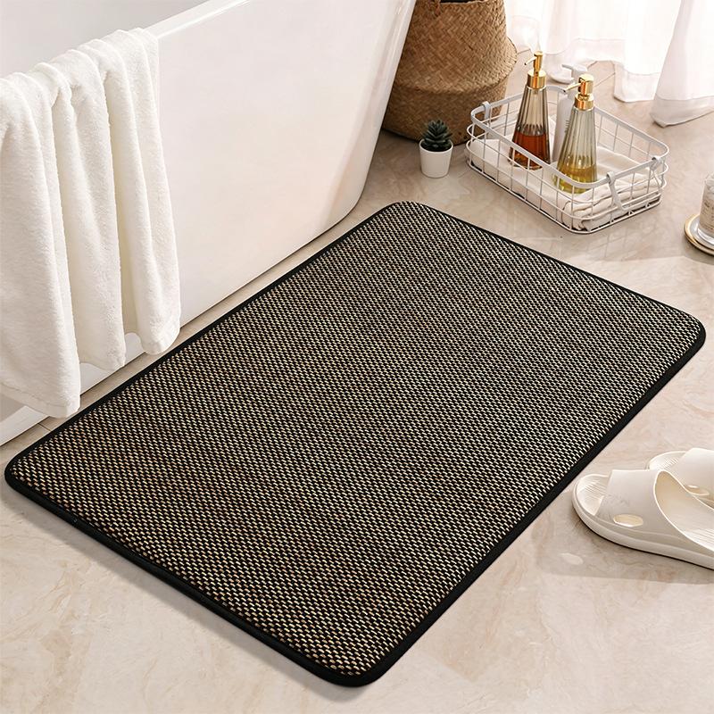 Bathroom Floor Mat, Anti Slip Mat Linen Woven Shower Carpet, Absorbent Mat, Wiping Mat, Quick Drying Rug