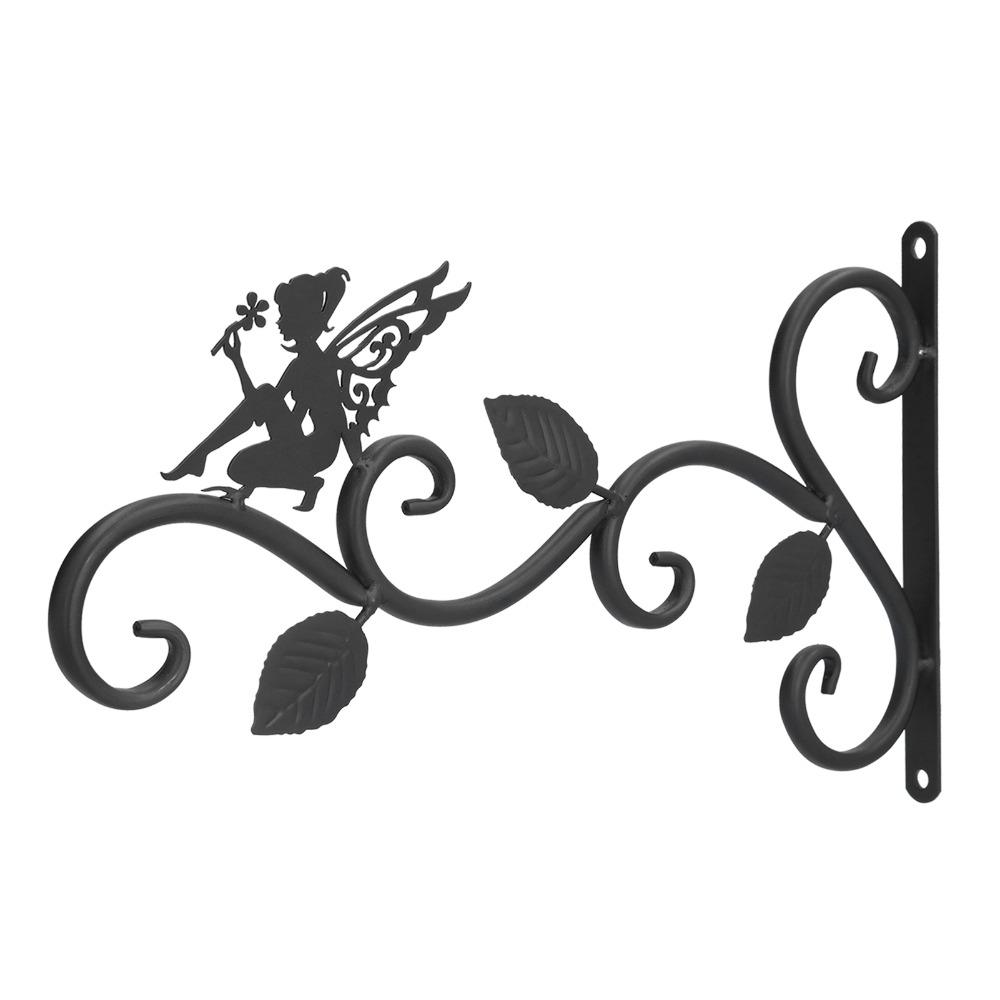 Black Wall Mount Rack Iron Garden Hanger Decorative Hanging Bracket Indoor Space