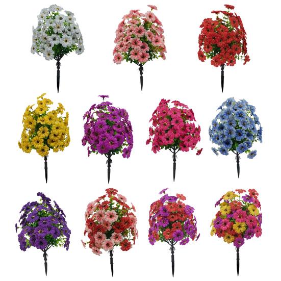 Künstlicher Blumenstecker für Außen UV-beständig Künstliche Blumengebüsche mit Erdspieß Realistische Faux-Büsche Pflanze für Garten Hof Veranda Terrasse Deko