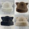 Autumn Winter Warm Cat Ears Beanie Cozy Stylish Windproof Hats Women's Cap For Daily Wear Trendy Fashion Accessories