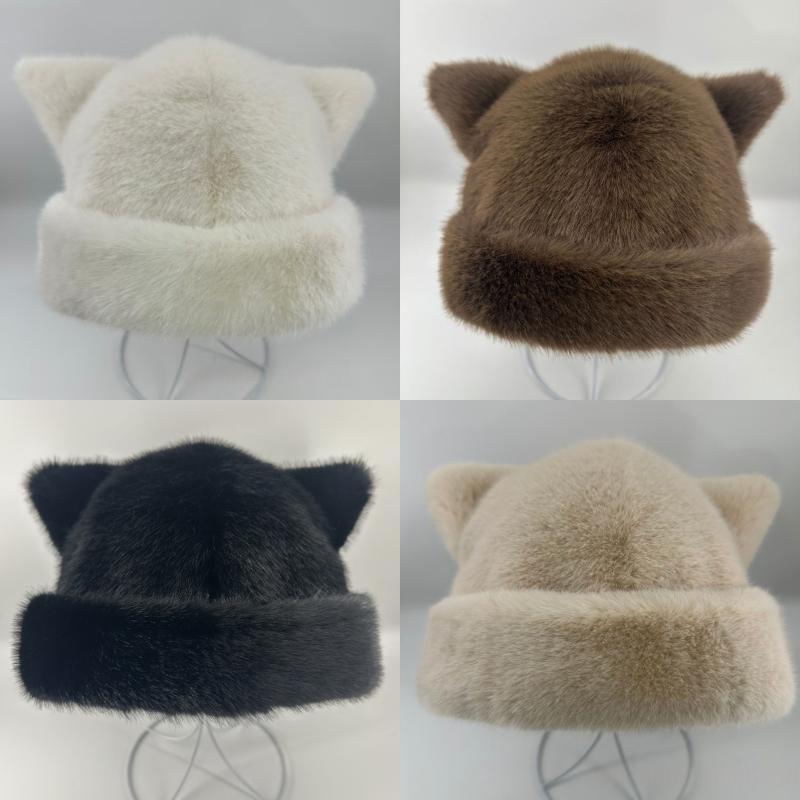 Autumn Winter Warm Cat Ears Beanie Cozy Stylish Windproof Hats Women's Cap For Daily Wear Trendy Fashion Accessories