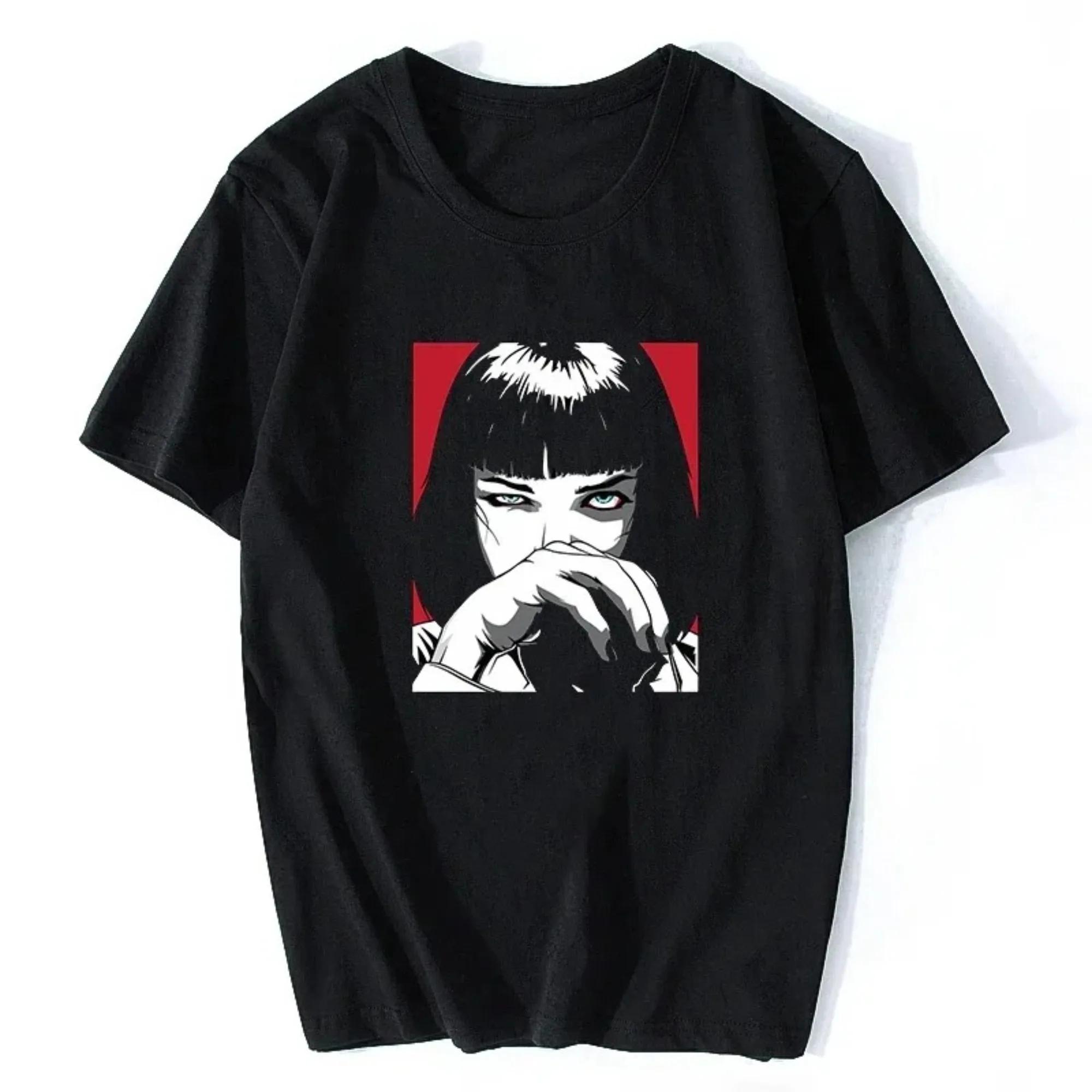 

Movie Unisex Tshirt Quentin Tarantino Pulp Fiction Mia Unisex and Women Fashion Top Retro 90s Street Wear Punk Rock Harajuku Clothing 4XL