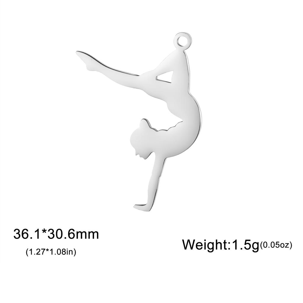 Teamer 5pcs/lot DIY Gymnast Sporter Charms Stainless Steel Gymnastics Dancer for Necklcae Bracelets Keychain Jewelry Making Gift