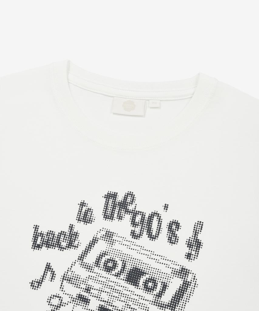 COVERNAT WOMAN Crop Fit Cassette Graphic T-Shirt Off White