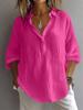 Women's Loose Fit V-Neck Casual Shirt with Single Button Detail
