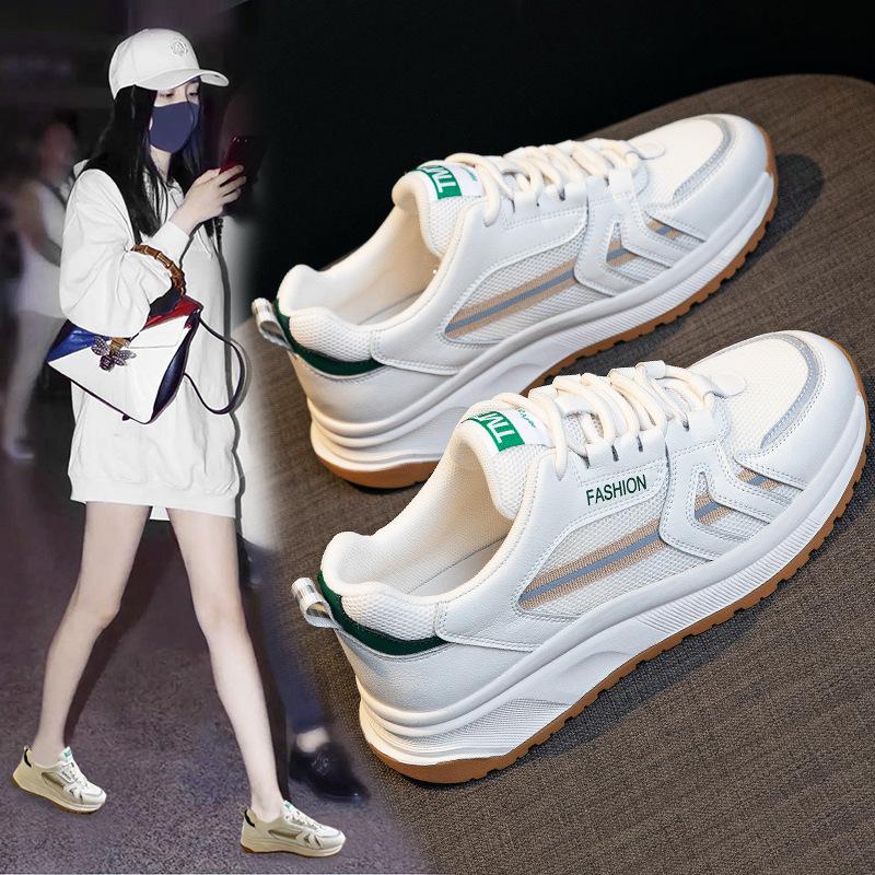 Spring New Forrest Gump Daddy Shoes Women's Genuine Leather Small White Shoes Korean Style Lightweight Sports and Leisure Women's Shoes